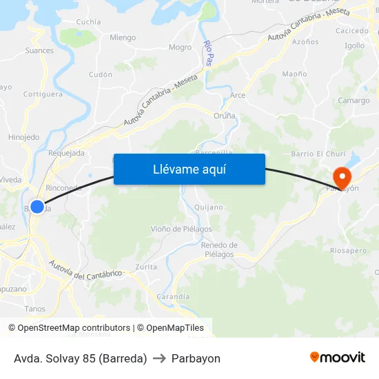 Avda. Solvay 85 (Barreda) to Parbayon map