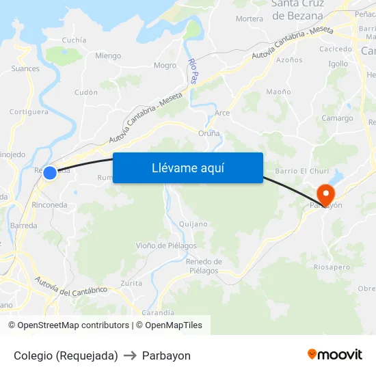 Colegio (Requejada) to Parbayon map