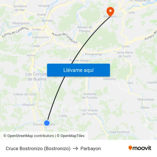 Cruce Bostronizo (Bostronizo) to Parbayon map