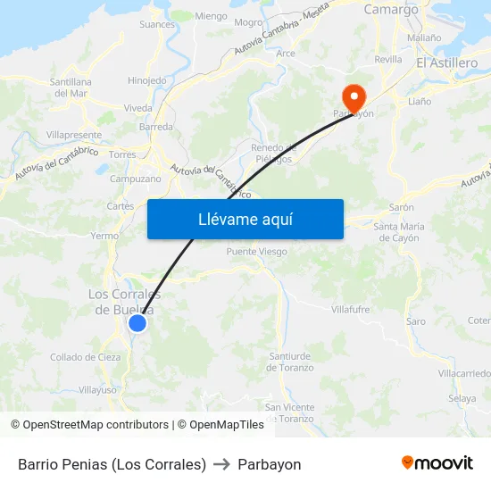 Barrio Penias (Los Corrales) to Parbayon map