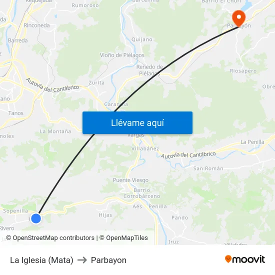 La Iglesia (Mata) to Parbayon map