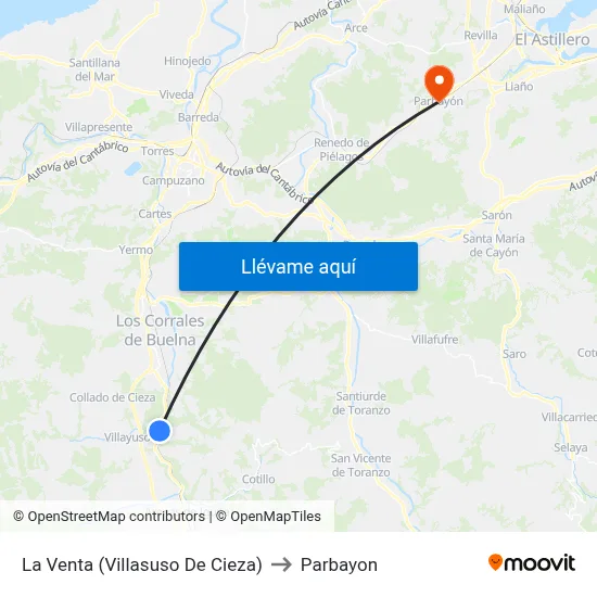 La Venta (Villasuso De Cieza) to Parbayon map