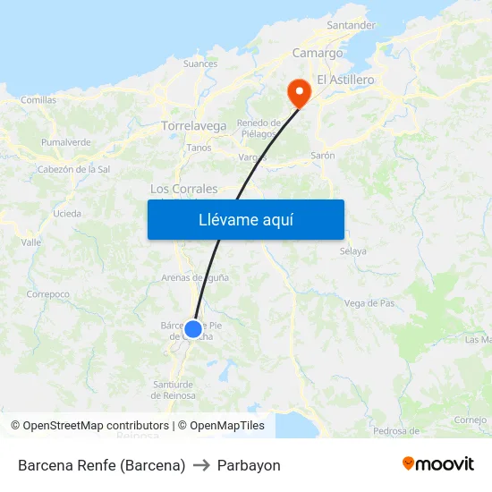 Barcena Renfe (Barcena) to Parbayon map
