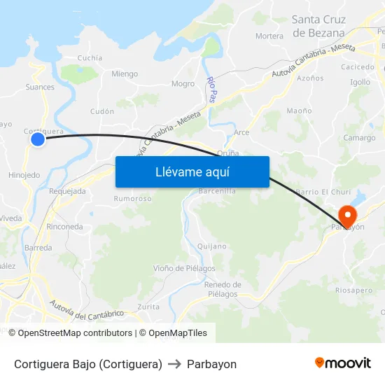 Cortiguera Bajo (Cortiguera) to Parbayon map