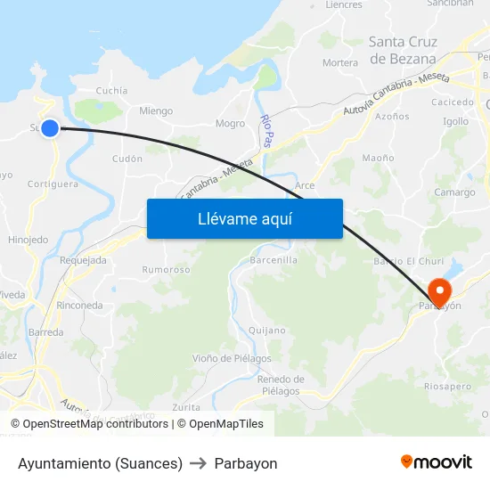 Ayuntamiento (Suances) to Parbayon map