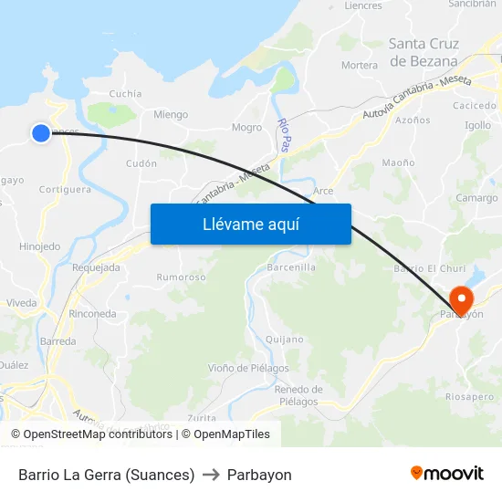 Barrio La Gerra (Suances) to Parbayon map