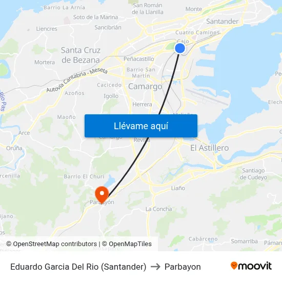 Eduardo Garcia Del Rio (Santander) to Parbayon map