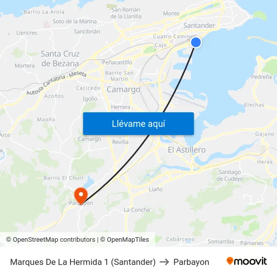 Marques De La Hermida 1 (Santander) to Parbayon map