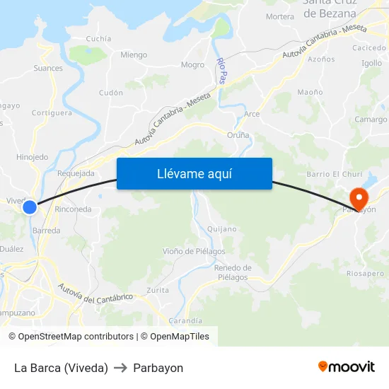 La Barca (Viveda) to Parbayon map