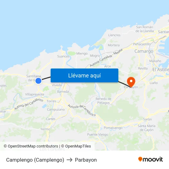 Camplengo (Camplengo) to Parbayon map
