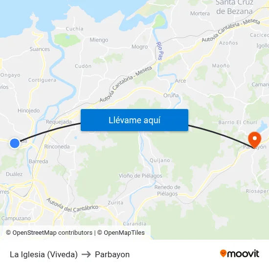 La Iglesia (Viveda) to Parbayon map