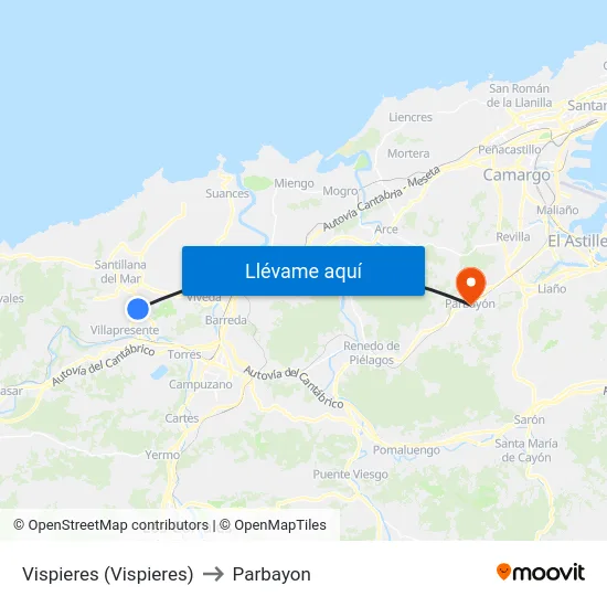 Vispieres (Vispieres) to Parbayon map