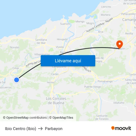Ibio Centro (Ibio) to Parbayon map