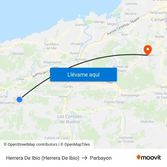 Herrera De Ibio (Herrera De Ibio) to Parbayon map