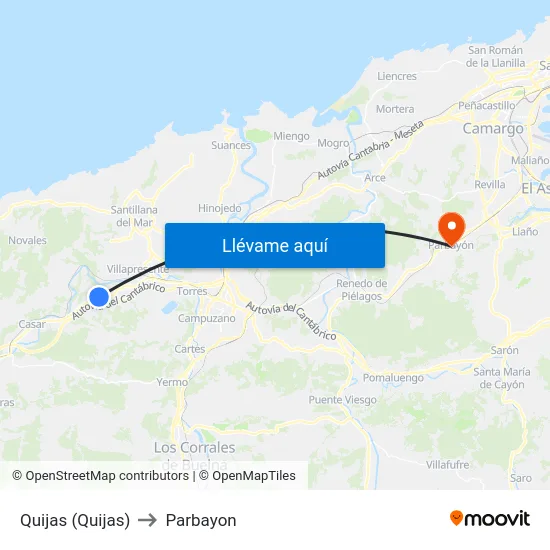 Quijas (Quijas) to Parbayon map