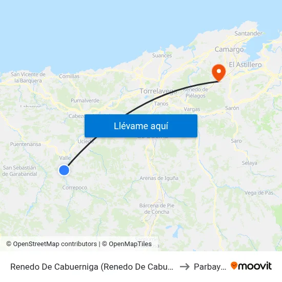 Renedo De Cabuerniga (Renedo De Cabuerniga) to Parbayon map