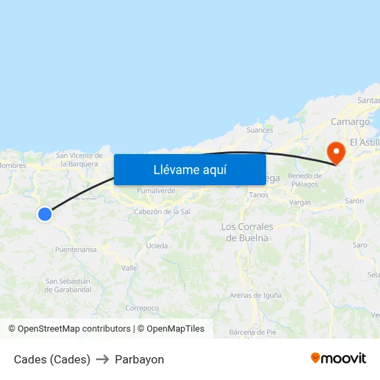 Cades (Cades) to Parbayon map