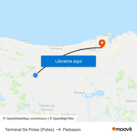 Terminal De Potes (Potes) to Parbayon map
