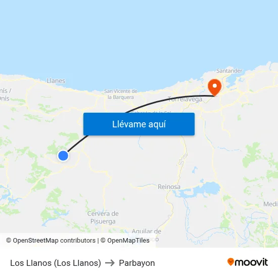 Los Llanos (Los Llanos) to Parbayon map
