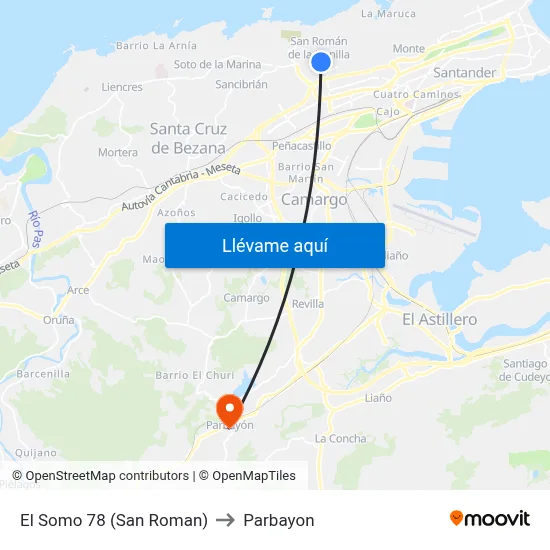 El Somo 78 (San Roman) to Parbayon map