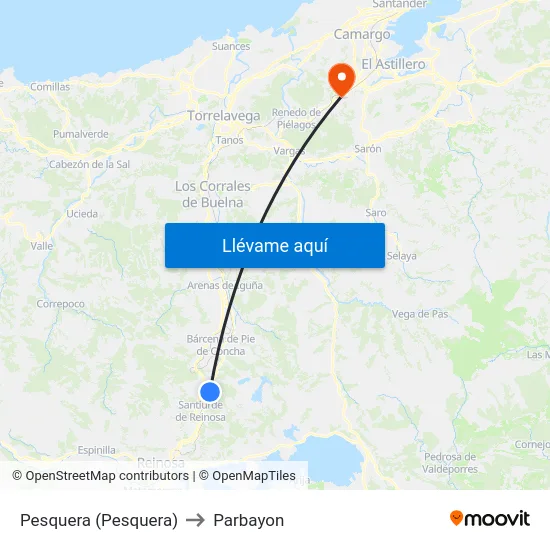 Pesquera (Pesquera) to Parbayon map