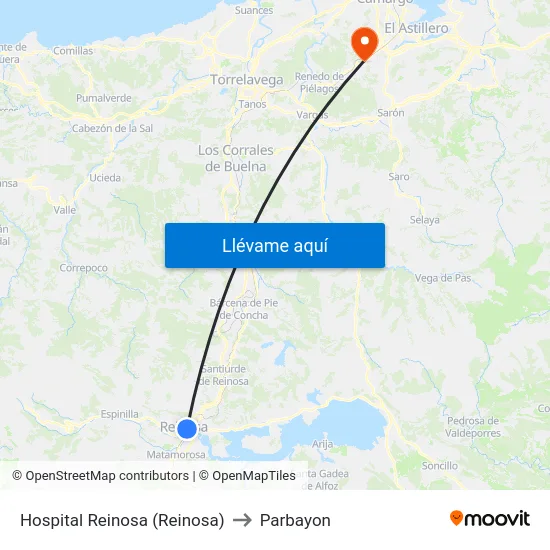 Hospital Reinosa (Reinosa) to Parbayon map