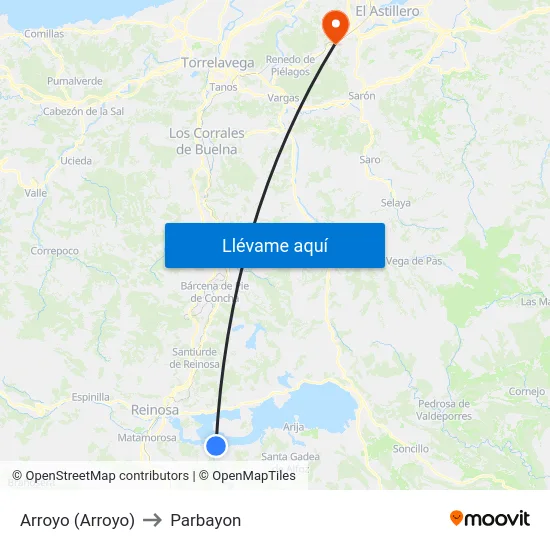 Arroyo (Arroyo) to Parbayon map