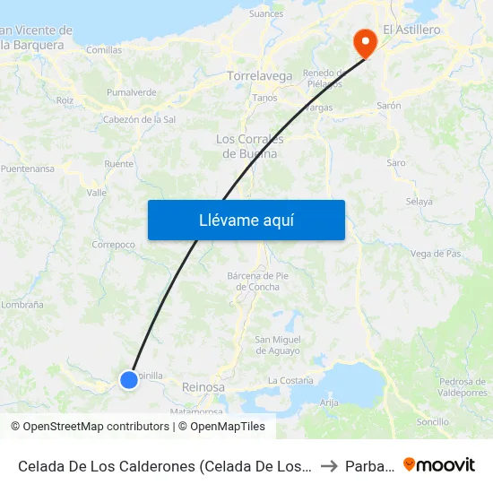Celada De Los Calderones (Celada De Los Calderones) to Parbayon map