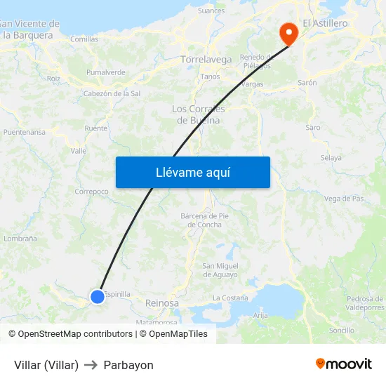 Villar (Villar) to Parbayon map