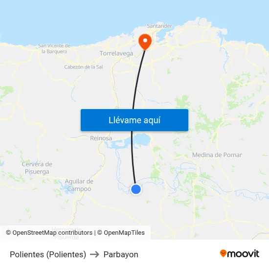 Polientes (Polientes) to Parbayon map