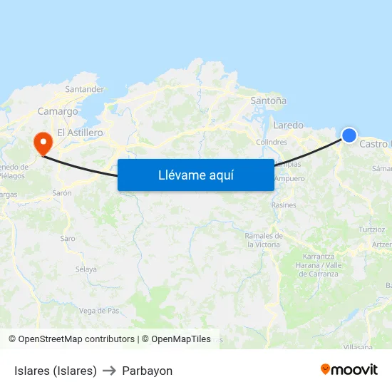 Islares (Islares) to Parbayon map