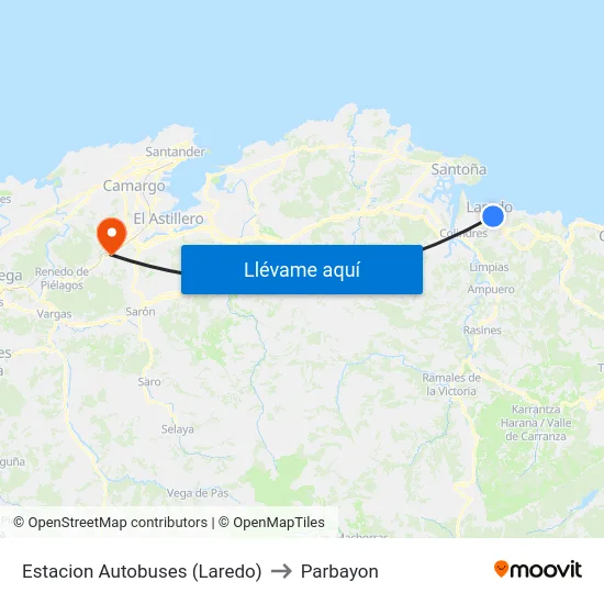 Estacion Autobuses (Laredo) to Parbayon map
