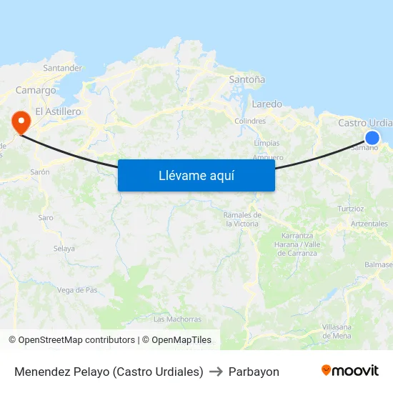 Menendez Pelayo (Castro Urdiales) to Parbayon map