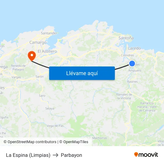 La Espina (Limpias) to Parbayon map