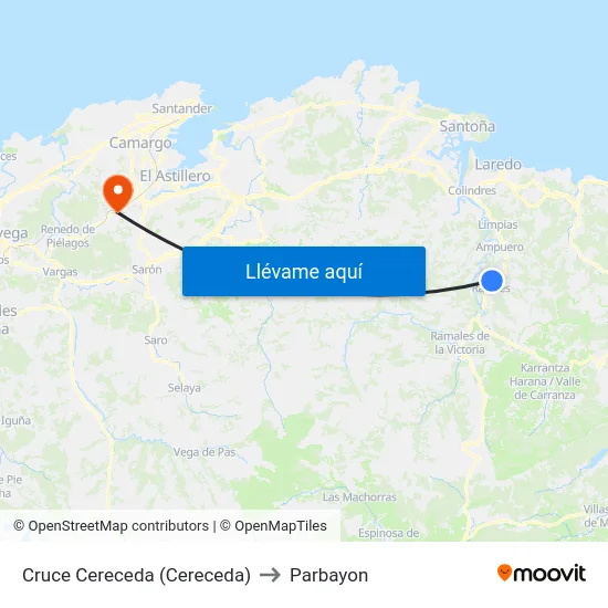 Cruce Cereceda (Cereceda) to Parbayon map