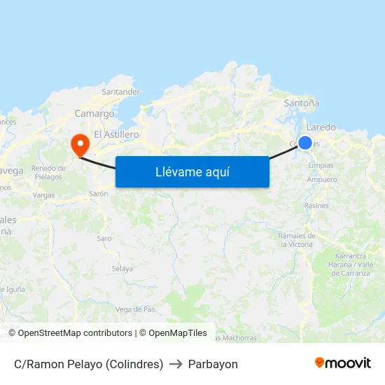 C/Ramon Pelayo (Colindres) to Parbayon map
