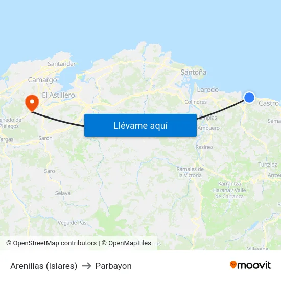 Arenillas (Islares) to Parbayon map