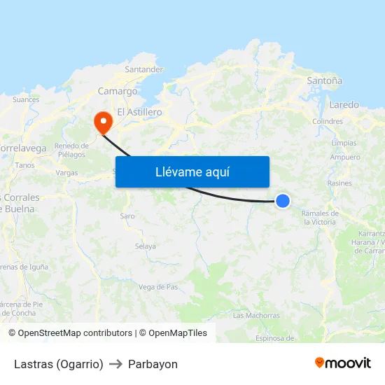 Lastras (Ogarrio) to Parbayon map