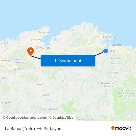 La Barca (Treto) to Parbayon map