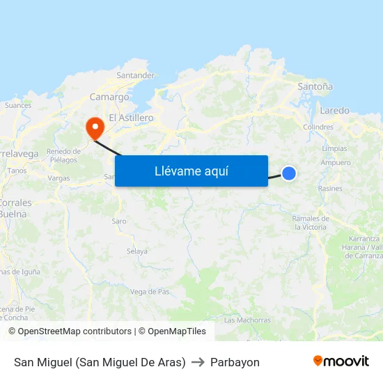 San Miguel (San Miguel De Aras) to Parbayon map