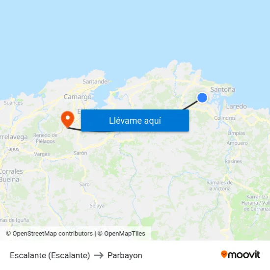 Escalante (Escalante) to Parbayon map