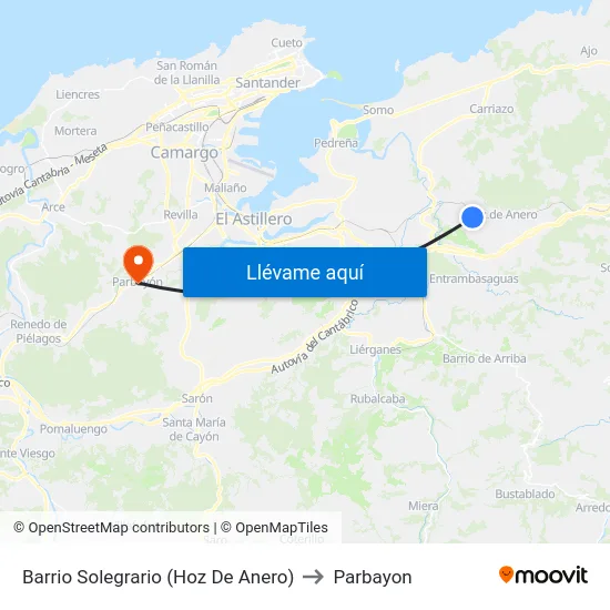 Barrio Solegrario (Hoz De Anero) to Parbayon map