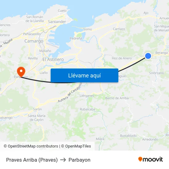 Praves Arriba (Praves) to Parbayon map