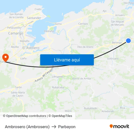 Ambrosero (Ambrosero) to Parbayon map