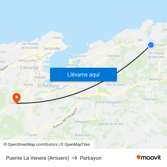 Puente La Venera (Arnuero) to Parbayon map