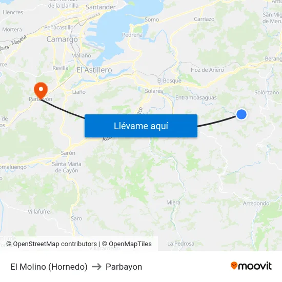 El Molino (Hornedo) to Parbayon map