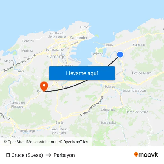 El Cruce (Suesa) to Parbayon map