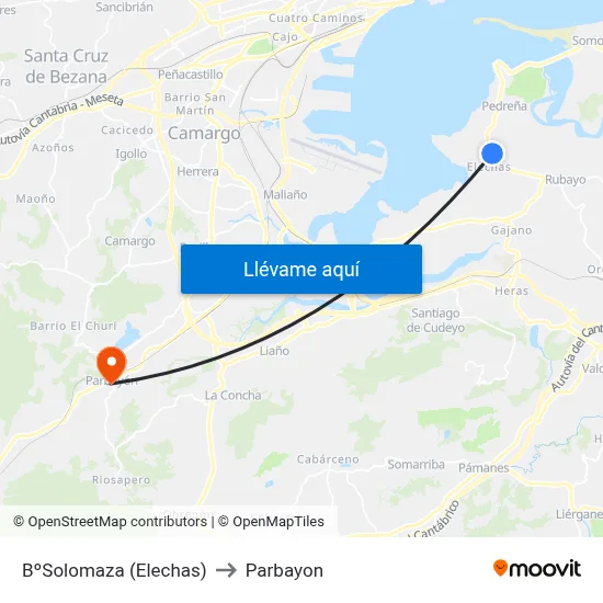 BºSolomaza (Elechas) to Parbayon map