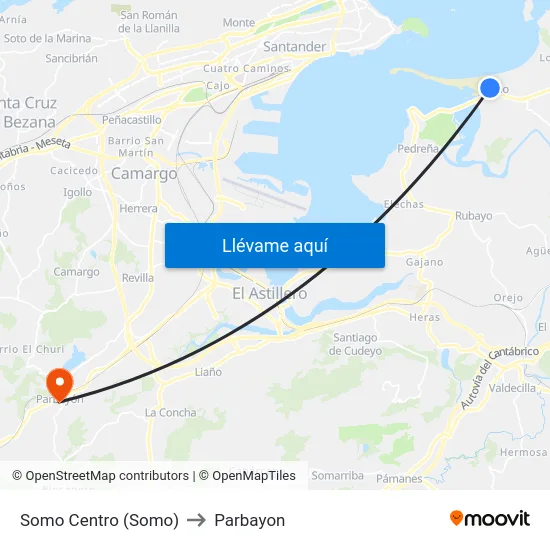 Somo Centro (Somo) to Parbayon map