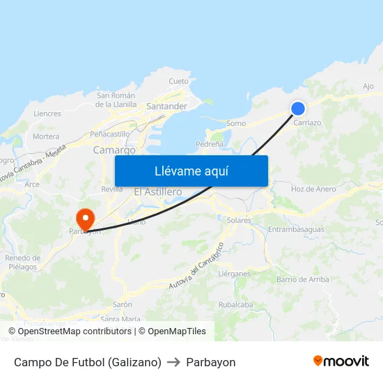 Campo De Futbol (Galizano) to Parbayon map